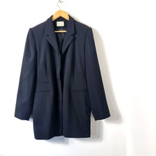 Ladies Vintage Casali Smart Mid Length Black Suit Blazer Jacket Size 16 euro 42