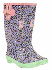 Ladies Rubber Funky Print Matt Festival Wellies Wide Calf Rainy Snow Wellingtons