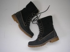 TAMARIS REAL SUEDE BLUE HIGH ANKLE COMBAT FUR LINED LACE UP COMFY BOOTS VGC UK 4