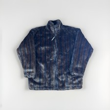 Vintage Black Mountain Brown Faux Fur Zip Jacket Rare USA Made Sz M Animal