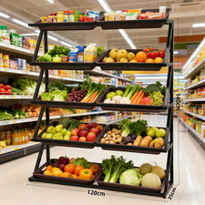 Supermarket Display Rack Vegetable & Fruit Retail Merchandiser 5 Tier