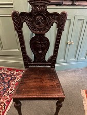 Beautiful Antique Green Man Carved Wooden Oak Chair Circa 1900 Good Condition #2