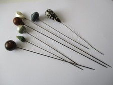 Hat pins early mid 20th century x 7 - 9 inches to 6 inches