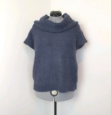 MINT VELVET Size 14 Wool Mix Chunky Knit Roll Neck Pocket Tank-GC