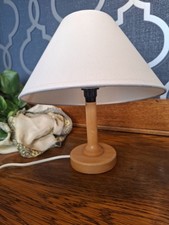 Vintage IKEA Solid Pine Table Lamp Bedside Lamp with White Shade 28CM Tall Retro