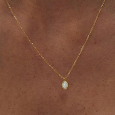 Dainty White Opal Necklace
