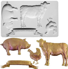 Animal Silicone Fondant Mould Cake Decor Baking Topper Mold Pig Cow Chicken DIY