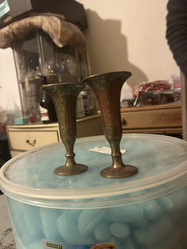 Two brass vases - brass,