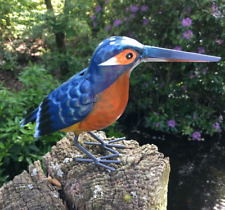 Hand Finished Metal Kingfisher Lifelike Garden Bird Ornament Gift Idea