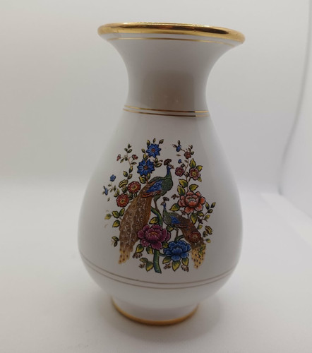 White greek vase with peacock - white,