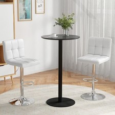 White PU Leather Swivel Bar Stool Set of 2