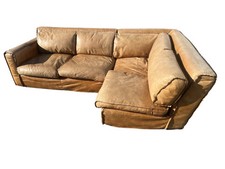 Coach House Leather Corner Sofa Italian Vintage Retro Large Couch