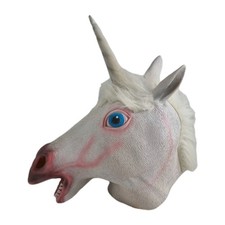 Full Head Unicorn Latex Mask with Mane – Realistic Costume Prop