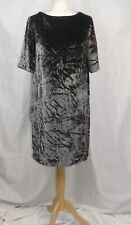 STUNNING TOAST GUNMETAL GREY SILK MIX VELVET SHIFT DRESS UK 10