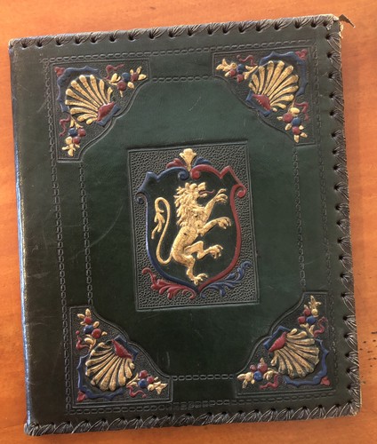 Antique green leather fold - leather, bi-fold