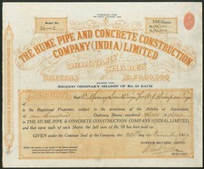 India: Hume Pipe and Concrete Construction Co. (India) Ltd., 10 rupee shares,...