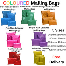 Coloured Mailing Bags Strong Polythene Postage Parcel Postal Seal Mixed All Size