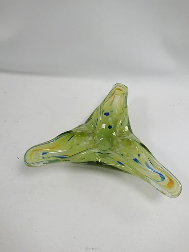 Hand blown green art - art, glass