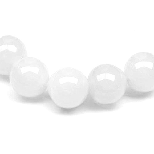 White agate beads plain - white,