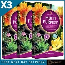 3 x 60L GROWMOOR MULTI ALL PURPOSE COMPOST CONTAINERS BASKET GARDEN SOIL BAGS