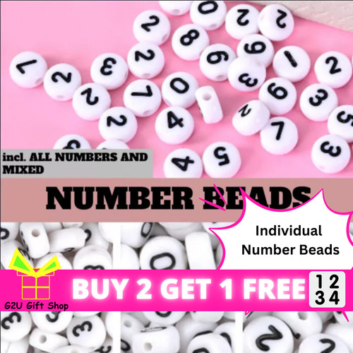100 number beads white black - 100,