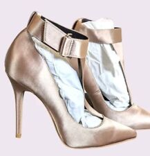 Reiss Women Heels Blush Pink Satin Pointed T Bar Ankle Strap Shoes 38 UK5