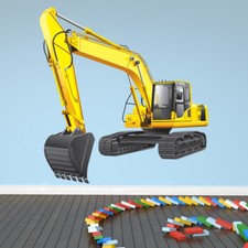 Yellow Digger JCB Wall Sticker