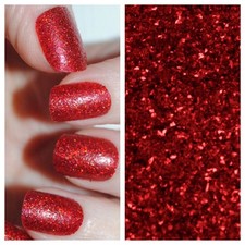 RED Metallic GLITTER NAIL ART