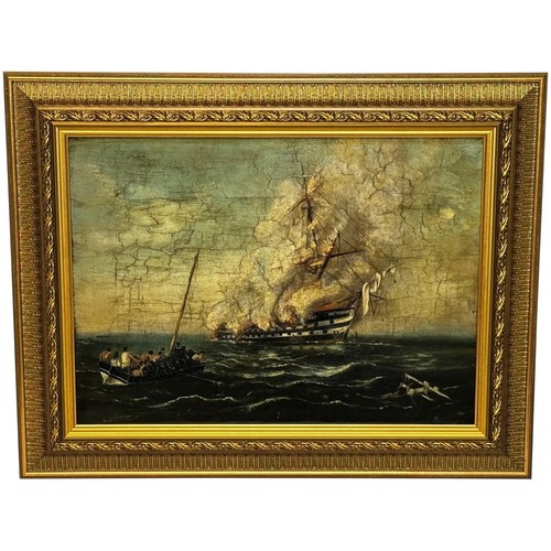 Painting burning hms - burning, of