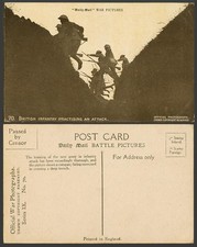 WW1 Daily Mail Old Postcard British Infantry Practising an Attack Soldiers w Gun
