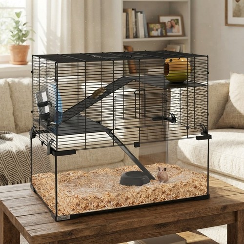 Elegant black hamster - black, habitat