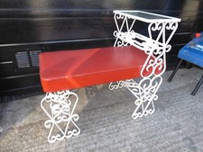 1960's Retro Wrought Iron/Glass Telephone Table with Vinyl Seat