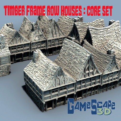 Timber frame row - timber, with