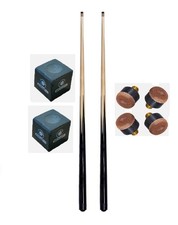 2 x 36" (3ft) SMALL KIDS POOL SNOOKER TABLE CUES with 4 x TIPS & 2 GREY CHALKS