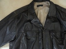 MEN's VINTAGE REAL LEATHER BOMBER JACKET  L RELAXED AVIATOR BIKER WESTERN BROWN-