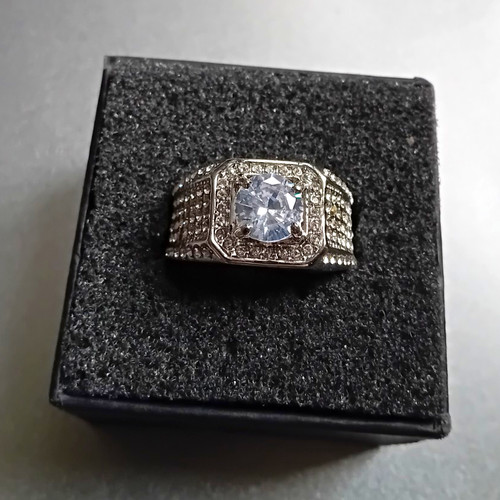 Men silver tone signet ring - silver,