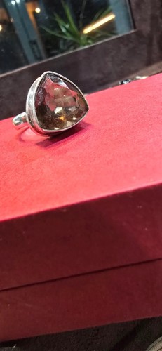 Smoky quartz and silver - quartz, ring