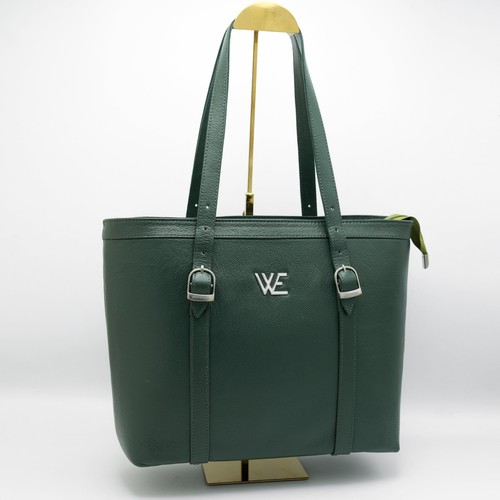 Ladies green leather tote - ladies, bag