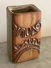 Louis Hudson Vintage 1970s Studio Pottery Slab Vase Abstract Mid Century Design.