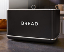Tower T826175BLK Renaissance Bread Bin 16L Capacity, Simple Pull Lid, Black