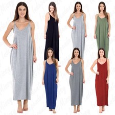 Ladies Maxi Dress Ladies Cami Thin Strappy Italian Drape Lagenlook Baggy Loose