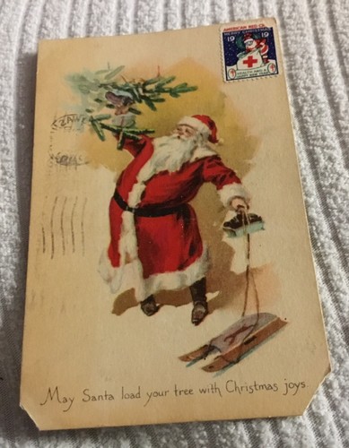 1919 santa red cross stamp - red,