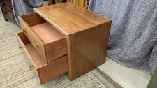 Vintage chest of 2 wide drawers with knobs wood and veneer UE271025B