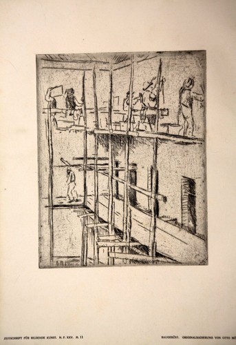 Building scaffolding etching - scaffolding,