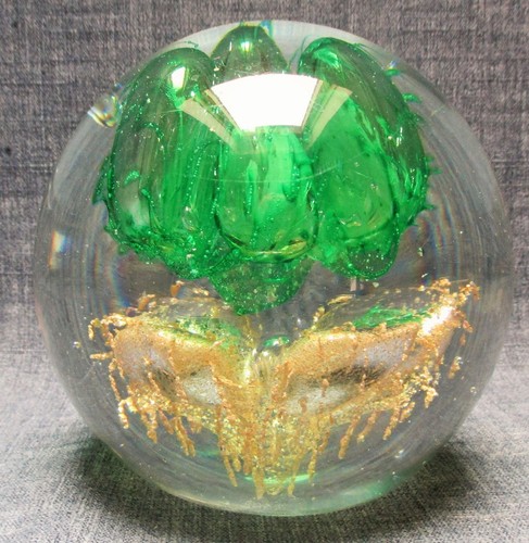 Globe glass large - gold, green