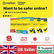 Norton 360 Antivirus 2025 Standard Deluxe Premium 1, 3, 5, 10PC 1 Year  BY EMAIL