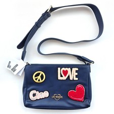Love Moschino Cross Body Hand Bag Navy Patches New With Tags