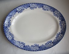 Antique Britannia Pottery Co Glasgow. Large Oval Meat Plate Serving Peony design