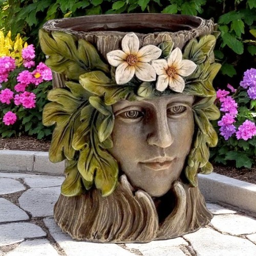 Floral lady face planter pot - planter,