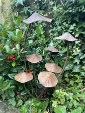 Rusty Mushroom Metal Garden Stake - Curvy Decoration Plant Bed Sculpture Support
